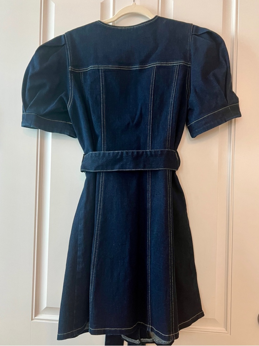Vici Timko Waist Tie Denim Mini Dress in Dark Blue - Picture 7 of 16